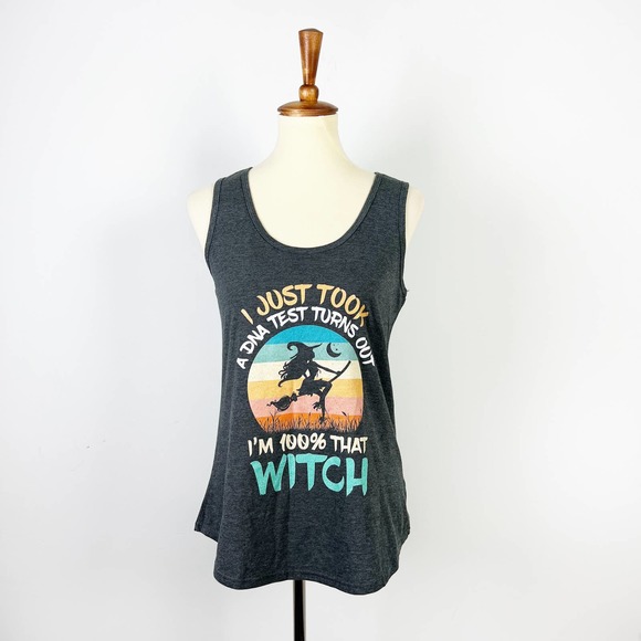 I Just Took a DNA Test Turns Out I'm 100% That Witch tank top grey Size Med NWT - Picture 1 of 5